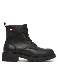 Tommy Jeans Trapery Tjw Cleated Lace Up Boots EN0EN03104 Czarny. Czarne trapery damskie Tommy Jeans, z jeansu, bez obcasa. Za 649.99 zł.