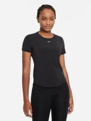 Nike Koszulka sportowa w kolorze czarnym rozmiar: M. Czarne bluzki sportowe damskie Nike, m, z materiału, bez kołnierzyka, bez ramiączek. Za 163.26 zł.