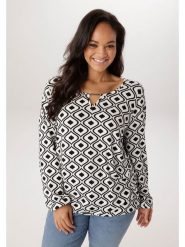 Aniston Bluzka w kolorze czarno-białym rozmiar: 48. Białe bluzki damskie Aniston, bez wzorów, bez kołnierzyka, bez ramiączek. Za 126.99 zł.