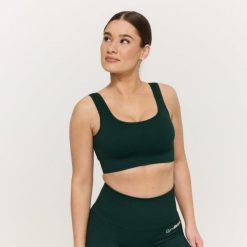 Biustonosz damski bezszwowy bez zapięcia Forest. Zielone biustonosze GYMBEAM, bez wzorów, z elastanu. Za 110.90 zł.