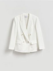 Marynarka z wiskozą - biały. Białe marynarki i żakiety damskie Reserved, l, bez wzorów, z tkaniny. Za 249.99 zł.
