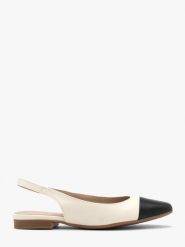 Kremowo czarne baleriny typu slingback SALMA. Białe baleriny damskie Ryłko, bez wzorów, z gumy, bez obcasa, na płaskiej podeszwie. W wyprzedaży za 269.99 zł.