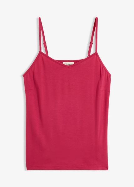 Top na wąskich ramiączkach z lejącej mieszanki lyocellu. Czerwone topy damskie bonprix, bez wzorów, z lyocellu, bez kołnierzyka. Za 54.99 zł.