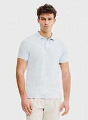 PAKO LORENTE – Gładki t-shirt polo w błękitnym kolorze. Niebieskie koszulki polo męskie Pako Lorente, m, bez wzorów, z bawełny, bez ramiączek. Za 149.99 zł.