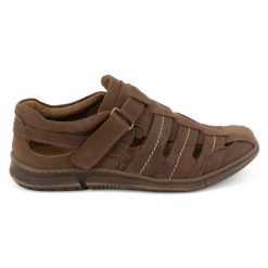 KOMODO Buty męskie skórzane półbuty na rzep przewiewne 931K brązowe. Brązowe półbuty męskie ze skóry, bez zapięcia. Za 367.89 zł.