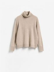 Wełniany sweter z dodatkiem kaszmiru - brązowy. Brązowe swetry klasyczne damskie Reserved, l, z kaszmiru, bez kołnierzyka. Za 299.99 zł.