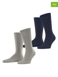 ESPRIT Skarpety (2 pary) "Fine Dot" w kolorze granatowo-szarym rozmiar: 39-42. Niebieskie skarpetki męskie Esprit, bez wzorów. Za 34.85 zł.