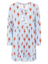 Zwillingsherz Sukienka "Lobsters & Stripes" w kolorze błękitnym rozmiar: S/M. Niebieskie sukienki damskie Zwillingsherz, na co dzień, m, bez wzorów, z wiskozy, bez kołnierzyka, bez ramiączek, midi, proste. Za 165.99 zł.