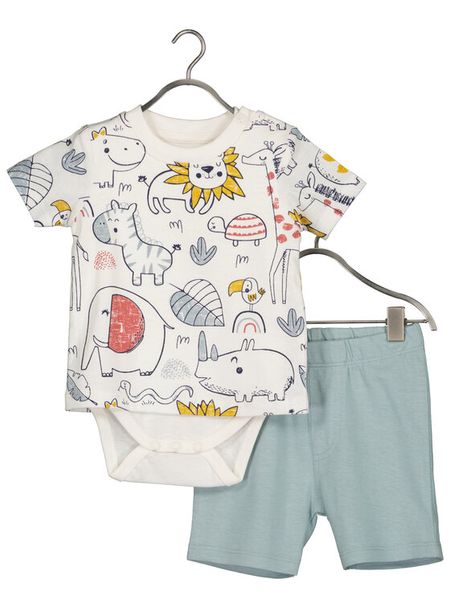 Blue Seven Komplet body i szorty 422185 X Biały Regular Fit. Białe spodnie niemowlęce Blue Seven, bez wzorów, z bawełny. Za 69.99 zł.