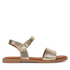 Sandały Tamaris. Żółte sandały damskie Tamaris, bez wzorów, bez obcasa, na płaskiej podeszwie. Za 219.99 zł.