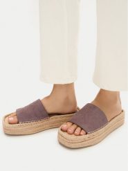 Calvin Klein Klapki Flatf Espa Mule Nub Mg HW0HW02890 Brązowy. Brązowe klapki damskie CALVIN KLEIN, bez wzorów, z nubiku, bez obcasa. Za 262.99 zł.