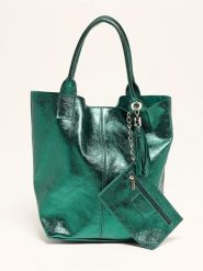 Abaco Skórzana torebka "Yana" w kolorze zielonym - 37 x 25 x 35 cm rozmiar: onesize. Zielone torebki klasyczne damskie Abaco, z aplikacjami, z materiału, bez dodatków. Za 296.56 zł.