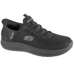 Sneakersy damskie Skechers Slip-Ins Work Summits SR-Enslee. Czarne trampki i tenisówki damskie Skechers, bez wzorów. Za 399.99 zł.