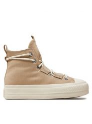 Converse Trampki Chuck Taylor All Star Lift Platform A06494C Beżowy. Brązowe trampki i tenisówki damskie Converse, bez wzorów, z materiału. Za 309.99 zł.