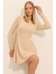 Trend Alaçatı Stili Sukienka w kolorze beżowym rozmiar: XL. Brązowe sukienki damskie Trend Alaçatı Stili, xl, bez wzorów, bez kołnierzyka, bez ramiączek, maxi, rozkloszowane. Za 56.99 zł.