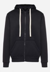 Granatowa Rozpinana Bluza z Kapturem z Bawełną Ozdobiona Sznurkami Nerrise. Niebieskie bluzy z kapturem męskie Born2be, l, z bawełny. Za 89.99 zł.