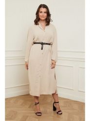 Curvy Lady Sukienka w kolorze beżowym rozmiar: 40/42. Brązowe sukienki damskie Curvy Lady, bez wzorów, ze skóry, klasyczne, bez kołnierzyka, bez ramiączek, midi. Za 96.14 zł.