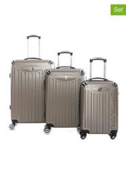 Geographical Norway 3-częściowy zestaw "Softless" w kolorze beżowym rozmiar: onesize. Brązowe walizki Geographical Norway, bez wzorów, z materiału. Za 347.99 zł.