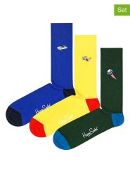 Happy Socks Skarpety (3 pary) w kolorze niebiesko-żółto-zielonym rozmiar: 36-40. Niebieskie skarpetki męskie Happy Socks, bez wzorów. Za 87.45 zł.