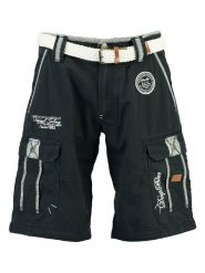 Geographical Norway Bermudy "Paillette" w kolorze granatowym rozmiar: S. Niebieskie szorty męskie Geographical Norway, z aplikacjami, z bawełny. Za 114.17 zł.