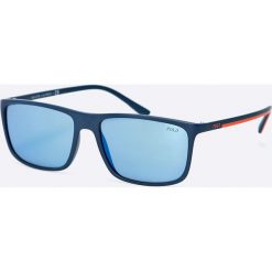 Polo Ralph Lauren - Okulary. Niebieskie okulary przeciwsłoneczne męskie Polo Ralph Lauren, z materiału, prostokątne. W wyprzedaży za 329.90 zł.