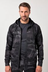 Męska Kurtka treningowa fitness dzianina dresowa moro kaptur do rozm. 7XL. Czarne kurtki męskie JAY-PI, m, bez wzorów, z dresówki, z kapturem. Za 349.99 zł.