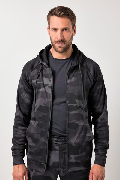 Męska Kurtka treningowa fitness dzianina dresowa moro kaptur do rozm. 7XL. Czarne kurtki męskie JAY-PI, bez wzorów, z dresówki. Za 349.99 zł.