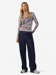 Noisy may Koszulka siateczkowa "Judith" w kolorze czarno-białym rozmiar: XL. Białe bluzki damskie Noisy may, xl, bez wzorów, bez kołnierzyka, bez ramiączek. Za 73.95 zł.