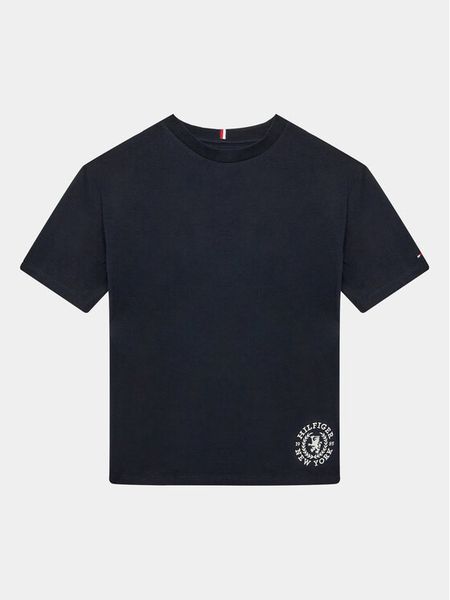 Tommy Hilfiger T-Shirt Crest Logo KB0KB08675 D Granatowy Regular Fit. Niebieskie t-shirty chłopięce Tommy Hilfiger, bez wzorów, z bawełny, bez ramiączek. Za 99.99 zł.