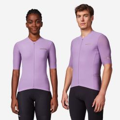 Koszulka rowerowa szosowa Van Rysel EDR Ultra unisex krótki rękaw. Fioletowe t-shirty sportowe męskie VAN RYSEL, xl, z meshu, bez ramiączek, rowerowe. Za 269.99 zł.