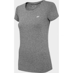 Koszulka treningowa damska TSDF302 - szary melanż. Szare t-shirty damskie 4f, bez wzorów, z dzianiny, bez kołnierzyka. Za 69.99 zł.
