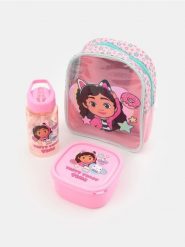 Zestaw: plecak, lunchbox oraz butelka Gabby's Dollhouse - wielobarwny. Plecaki damskie Sinsay, bez wzorów. Za 29.99 zł.