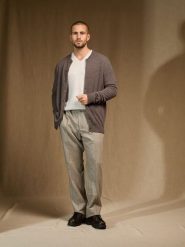 Perfect Cashmere Kaszmirowy kardigan "Anais" w kolorze szarobrązowym rozmiar: M. Brązowe kardigany męskie Perfect Cashmere, m, bez wzorów, z kaszmiru, bez kołnierzyka. Za 456.99 zł.