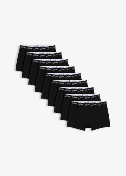 Bokserki o dopasowanym kroju z miękką bawełną (10 par). Czarne bokserki męskie bonprix, bez wzorów, z bawełny. Za 159.90 zł.