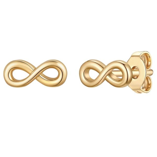 Lulu & Jane Kolczyki Infinity z mosiadzu w zlocie 1 ct Damski. Żółte kolczyki damskie Lulu & Jane, pozłacane, na sztyftcie. Za 110.49 zł.