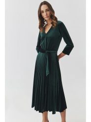 TATUUM Sukienka "Anikami" w kolorze zielonym rozmiar: M. Niebieskie sukienki damskie Tatuum, na co dzień, m, bez wzorów, z tkaniny, bez kołnierzyka, bez ramiączek, midi, proste. Za 214.19 zł.