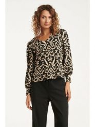 Smashed Lemon Bluzka w kolorze czarno-beżowym rozmiar: 3XL. Brązowe bluzki damskie Smashed Lemon, xl, bez wzorów, bez kołnierzyka, bez ramiączek. Za 126.99 zł.