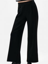 Spodnie wide leg z dzianiny scuba - czarny. Czarne spodnie materiałowe damskie Sinsay, bez wzorów, z dzianiny. Za 49.99 zł.