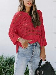Milan Kiss Sweter w kolorze czerwonym rozmiar: L. Różowe swetry klasyczne damskie Milan Kiss, l, z bawełny, bez kołnierzyka. Za 79.03 zł.