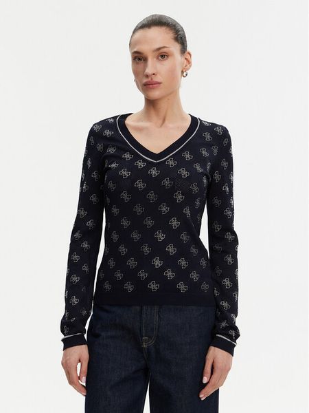 Guess Sweter W5GR07 Z3D60 Granatowy Regular Fit. Niebieskie swetry klasyczne damskie Guess, s, z wiskozy, bez kołnierzyka. Za 259.99 zł.