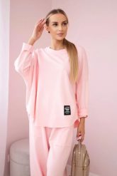Komplet bawełniany bluza + spodnie pudrowy róż. Czerwone bluzy bez kaptura damskie KESI, l, z bawełny. Za 271.84 zł.