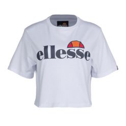 Koszulka damska Ellesse Alberta. Białe bluzki damskie Ellesse, l, bez wzorów, sportowe, bez kołnierzyka, bez ramiączek. Za 77.99 zł.