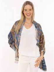 Zwillingsherz Szal "Floral Leaves" w kolorze niebiesko-brązowym - 180 x 90 cm rozmiar: onesize. Brązowe szaliki i kominy damskie Zwillingsherz, bez wzorów, z materiału. Za 62.61 zł.