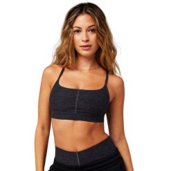 Biustonosz damski Fabletics HeatherFlex. Czarne biustonosze sportowe damskie FABLETICS, bez wzorów, z materiału. Za 238.00 zł.
