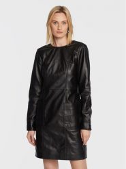 Remain Sukienka skórzana Hanna RM1824 Czarny Regular Fit. Czarne sukienki damskie Remain, bez wzorów, ze skóry, bez kołnierzyka, bez ramiączek. Za 1,449.00 zł.