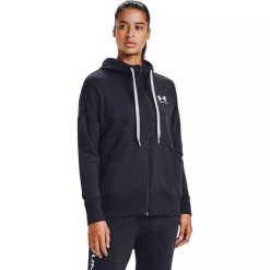 Bluza damska Under Armour Rival Fleece FZ Hoodie. Czarne bluzy bez kaptura damskie Under Armour, xxl. Za 99.99 zł.