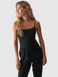 4F Crop-top slim gładki z modalem damski - czarny XL. Czarne topy damskie 4f, xl, bez wzorów, z dzianiny, bez kołnierzyka. W wyprzedaży za 29.99 zł.