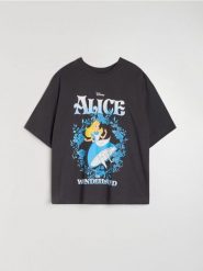 Koszulka z nadrukiem Alice in Wonderland - szary. Szare t-shirty damskie Sinsay, l, bez wzorów, bez kołnierzyka. Za 39.99 zł.