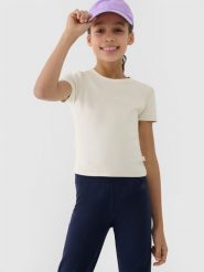 4F T-shirt slim crop top gładki dziewczęcy - beżowy 134 (8-9 lat). Brązowe koszulki dziewczęce 4f, s, bez wzorów, z bawełny, bez ramiączek. W wyprzedaży za 19.99 zł.