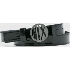 Armani Exchange - Pasek. Czarne paski damskie Armani Exchange, bez wzorów, z materiału. W wyprzedaży za 219.90 zł.